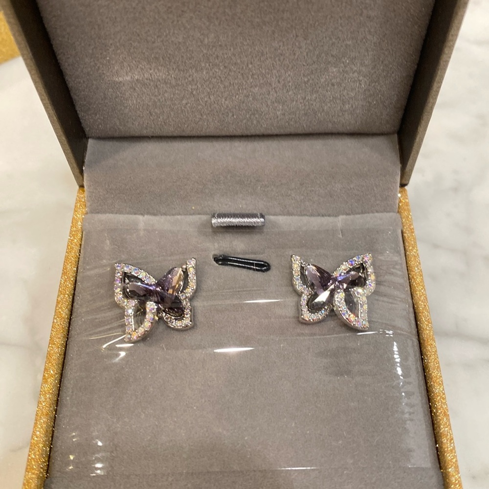 Butterfly earrings silver purple